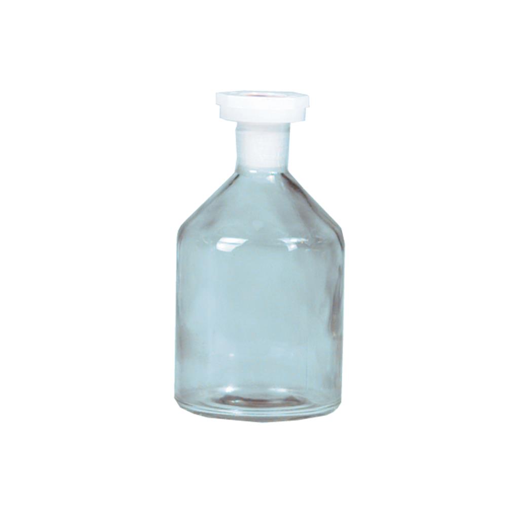Enghalsflasche 100 ml, farblos mit NS-Polystopfen 