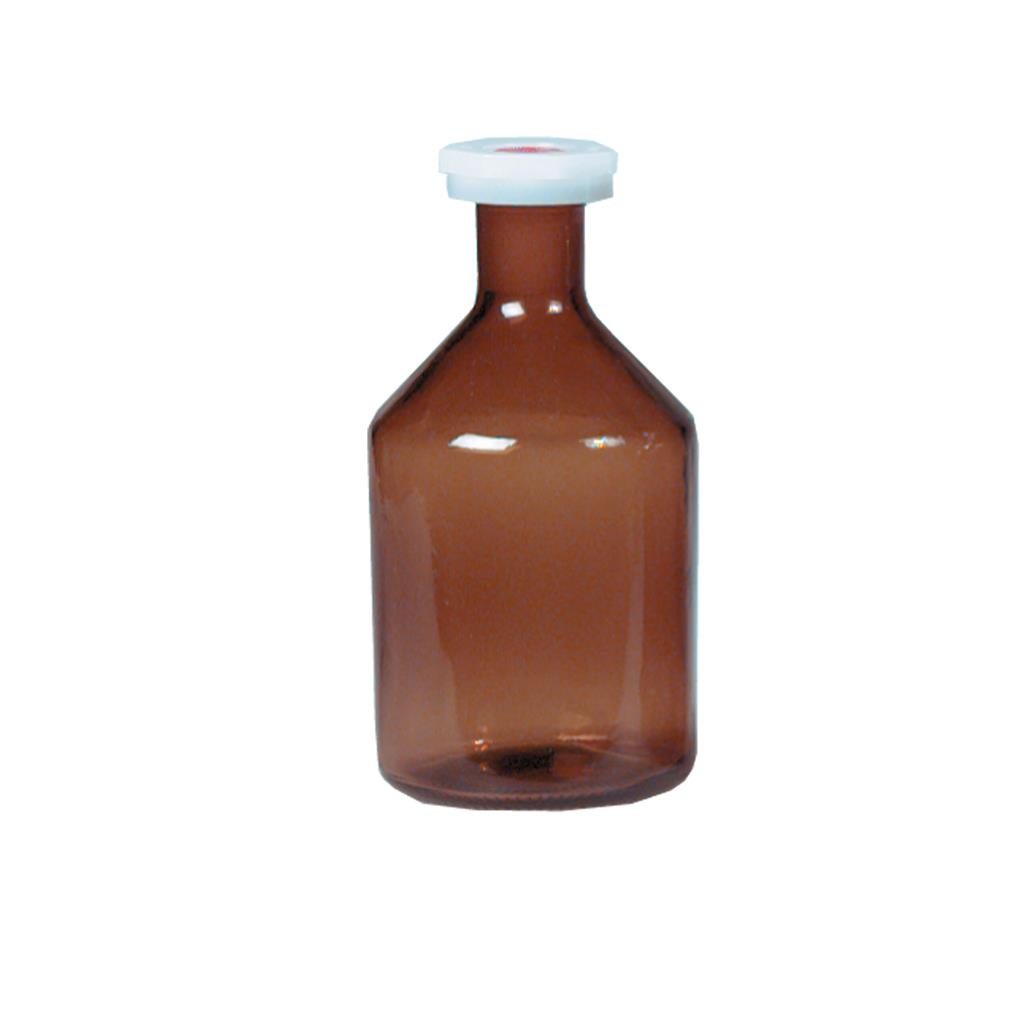 Enghalsflasche 250 ml, Braunglas, NS-Polystopfen 