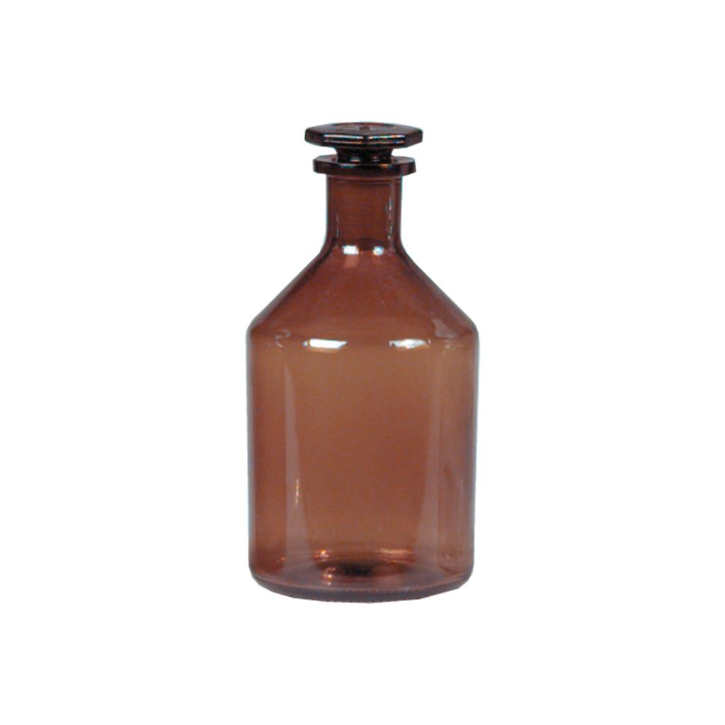 Enghalsflasche 250 ml, Braunglas NS-Glasstopfen