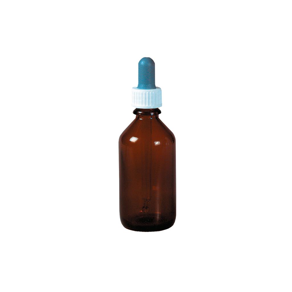 Enghalsflasche 100 ml mit Tropf- Pipette, Braunglas