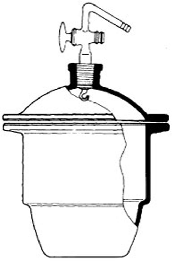 Exsikkator mit Tubusdeckel u. Hahn und Porzellanplatte 15 cm