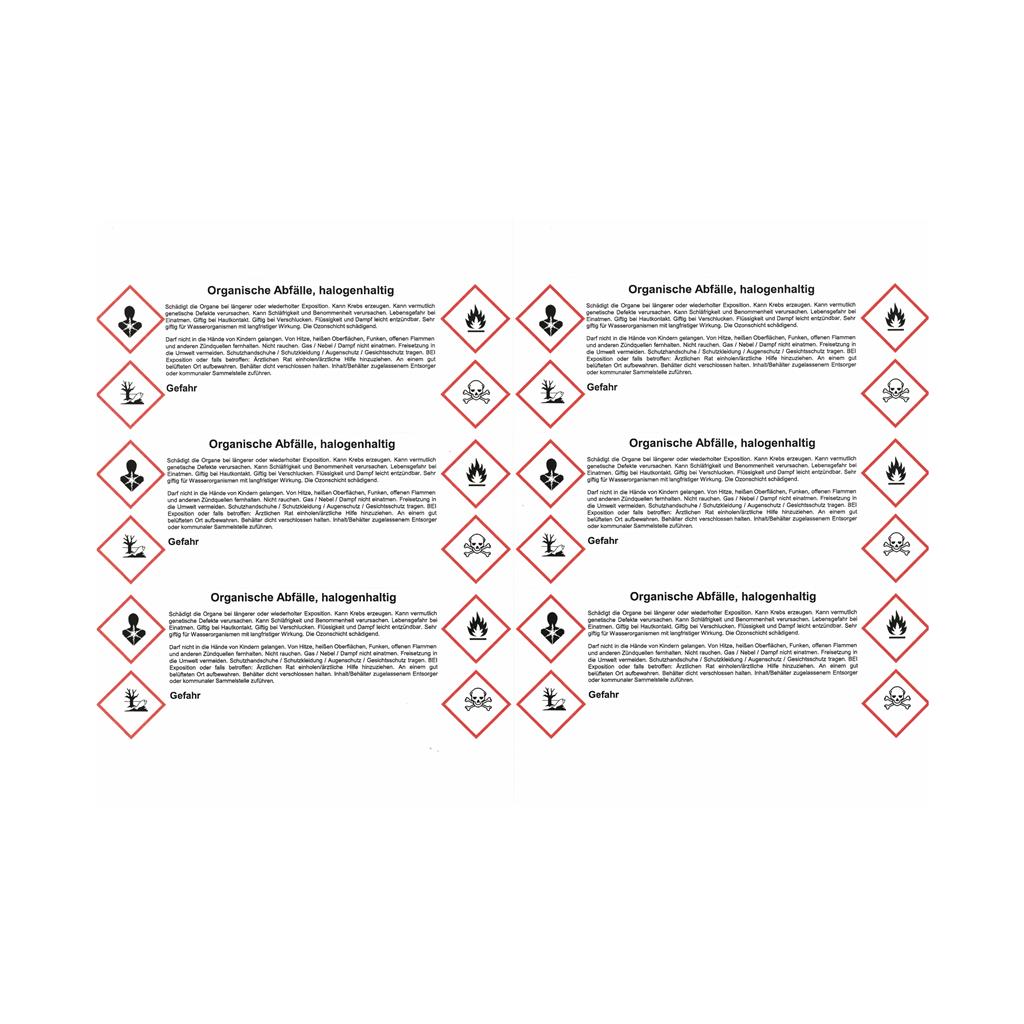 Organische Abfälle, halogenhaltig LM Etikettenbogen