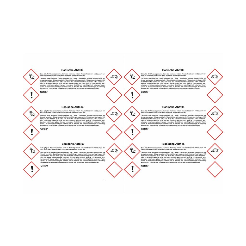 Basische Abfälle Etikettenbogen