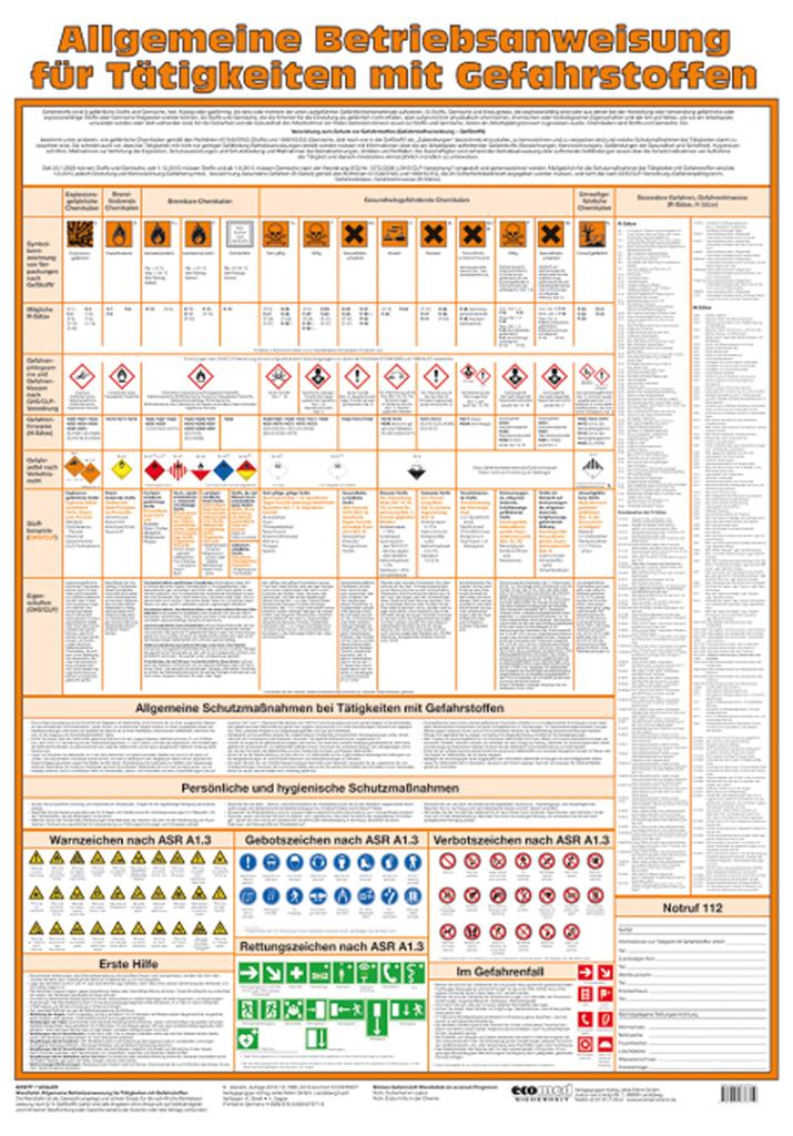 Umgang mit Gefahrstoffen im Labor Wandtafel, Allg. Betriebsanweisung