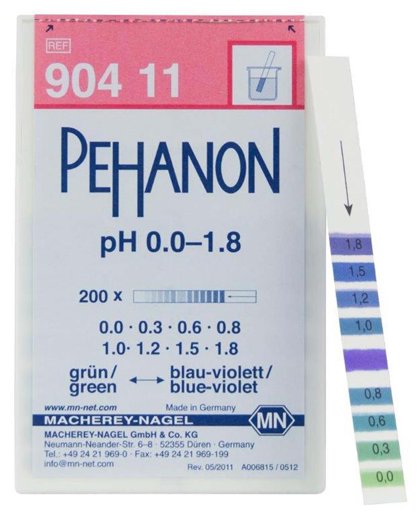 Pehanon-Indikatorpapier, 0,0 - 1,8 Dose mit 200 Streifen 11 x 100 mm