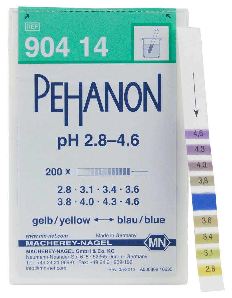 Pehanon-Indikatorpapier, 2,8 - 4,6 Dose mit 200 Streifen 11 x 100 mm