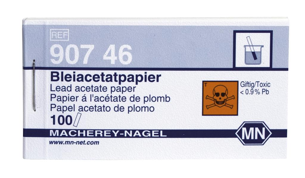 Bleiacetatpapier, Heftchen mit 100 Streifen 10 X 75 mm