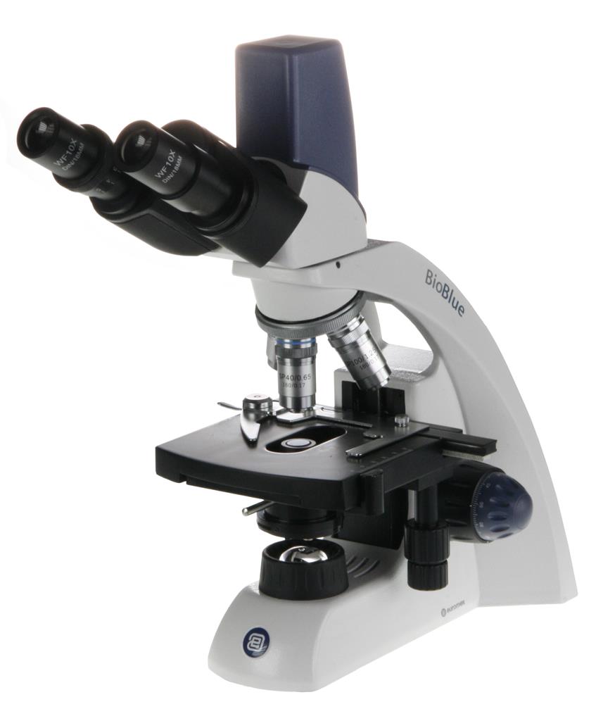 Digitales Mikroskop BioBlue, binokular mit Kreuztisch und Objektiv 100x