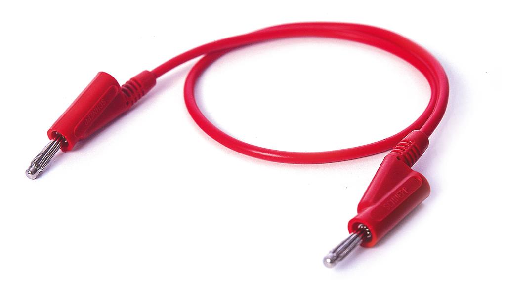 Experimentierkabel mit Federkorbstecker 2 mm 50 cm, rot