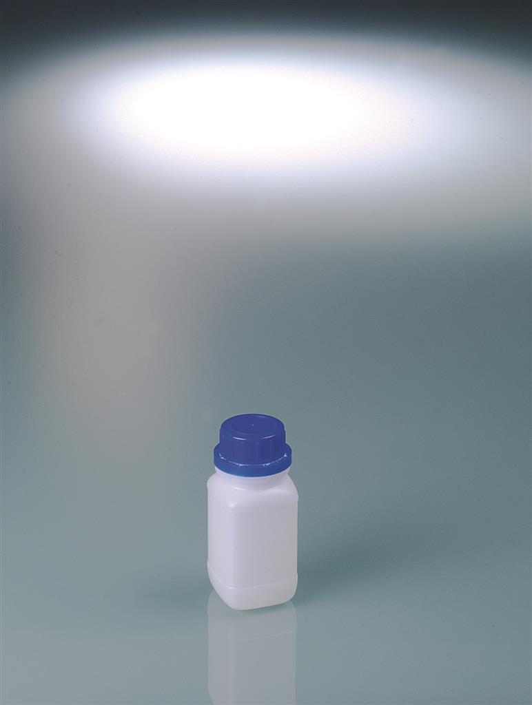 Weithalsflasche 100 ml, PE mit PP Originalitäts-Schraubverschluss, blau