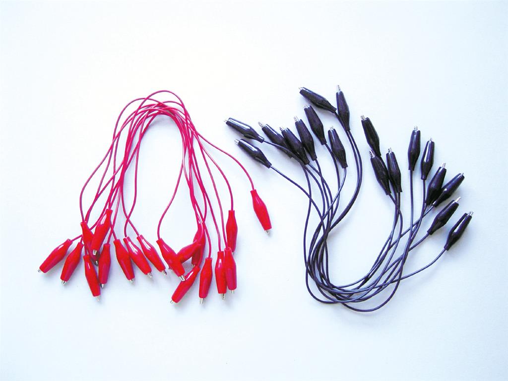 Mess-Kabel mit Krokodilklemme 33 cm rot, 10 Stück