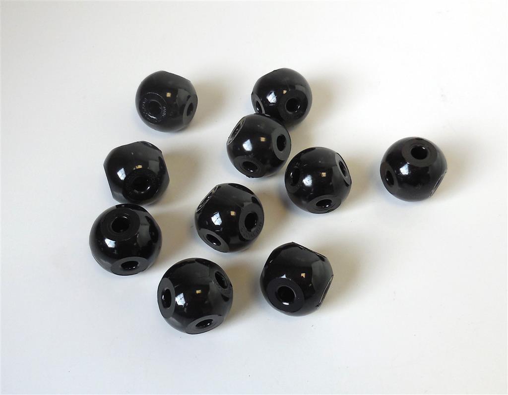 Kohlenstoff-Atom, schwarz 5 Löcher, 90/120°, d 23 mm,10 Stück