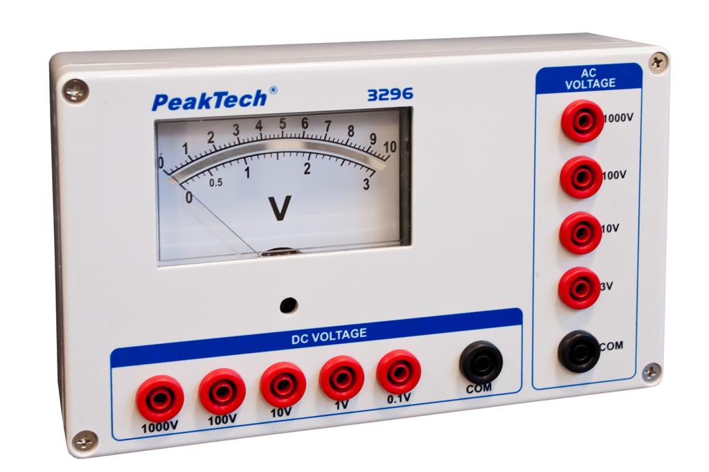 Voltmeter, analog 0...0,1/1/10/100/1000 V AC/DC