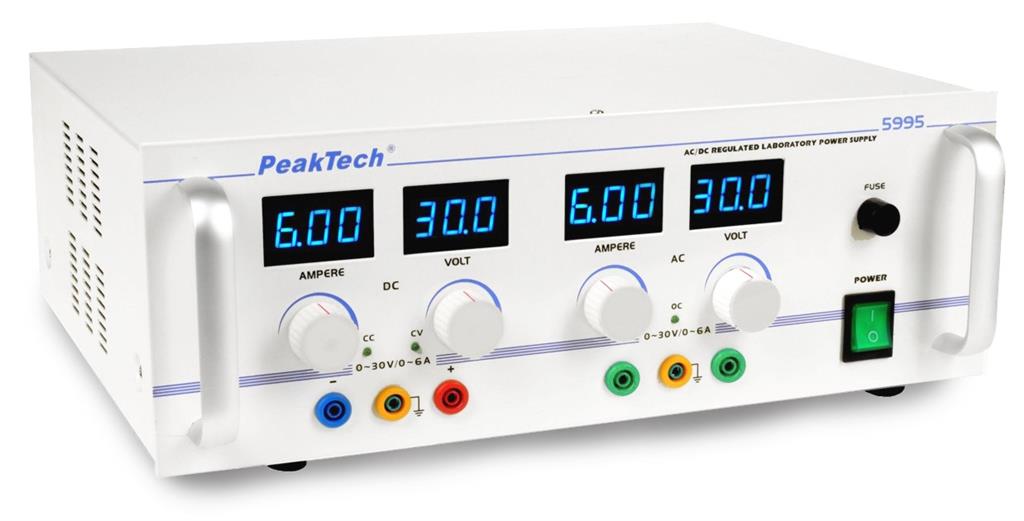 Stabilisiertes Labornetzgerät AC / DC 0 - 30 V; 0 - 6 A