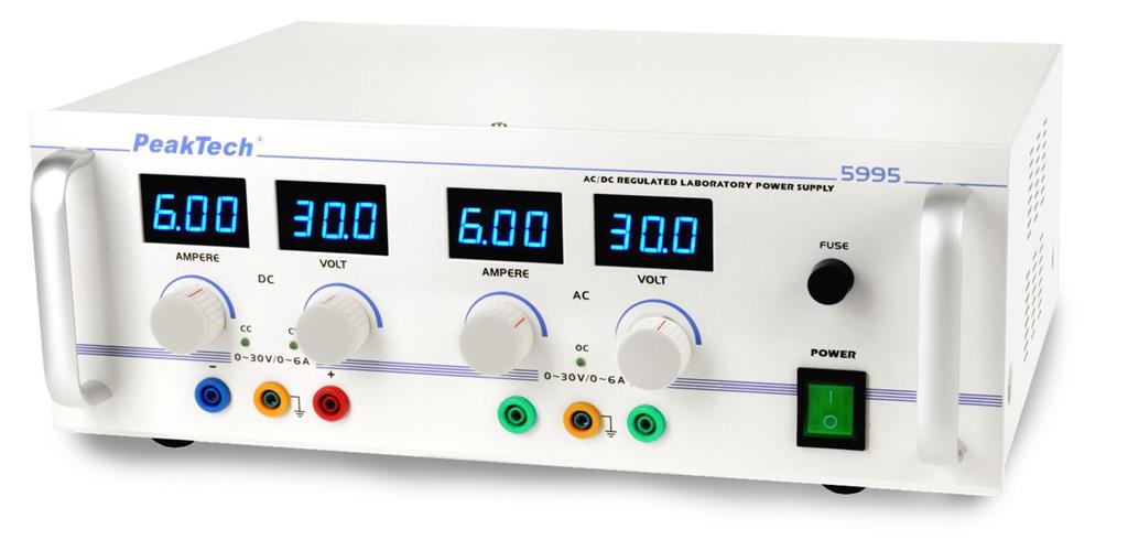 Stabilisiertes Labornetzgerät AC / DC 0 - 30 V; 0 - 6 A