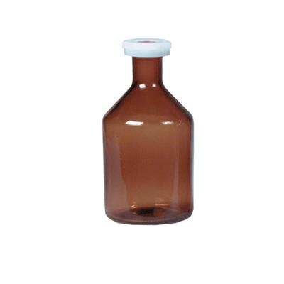 Enghalsflasche 250 ml, Braunglas NS-Polystopfen