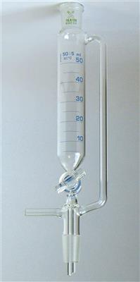 Tropftrichter 50 ml, NS 19 mit Gasableitung und Druckausgleich