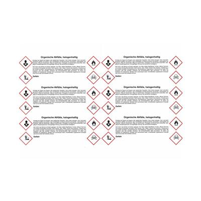 Organische Abfälle, halogenhaltig LM Etikettenbogen