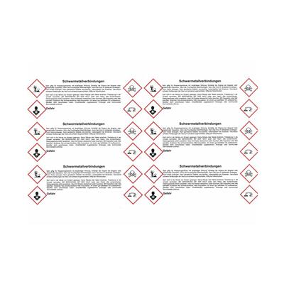 Schwermetallverbindungen Etikettenbogen