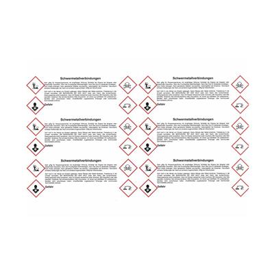 Schwermetallverbindungen Etikettenbogen