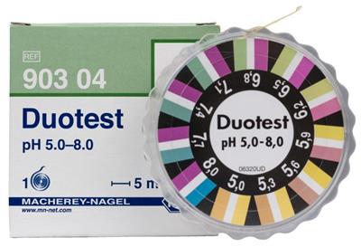 Duotest-Indikatorpapier  5,0-8,0 Rolle mit 5 m, 10 mm breit