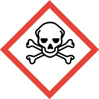 Gefahrstoff-Piktogramm 13 x 13 mm Totenkopf, Streifen mit 10 Stück