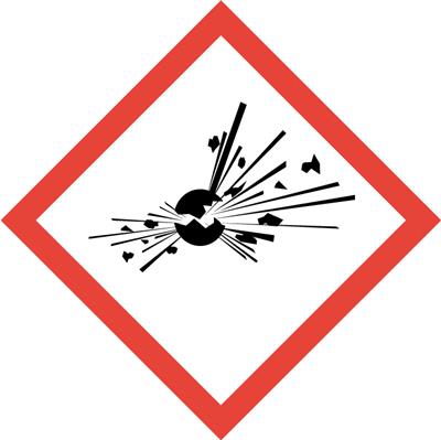 Gefahrstoff-Piktogramm 17 x 17 mm Explodierende Bombe, Streifen mit 10 Stück