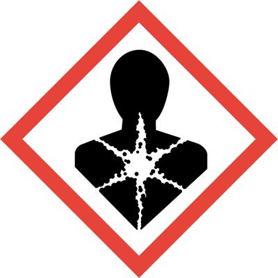 Gefahrstoff-Piktogramm 17 x 17 mm Silhouette, Streifen mit 10 Stück