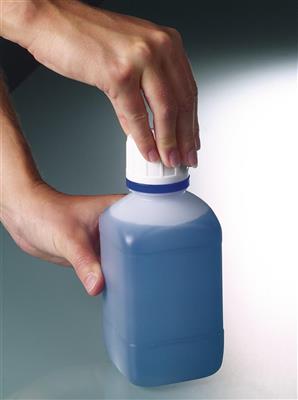 Enghalsflasche 100 ml, PE mit PP Originalitäts-Schraubverschluss, blau