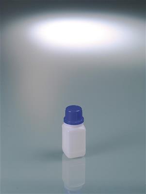 Enghalsflasche 100 ml, PE mit PP Originalitäts-Schraubverschluss, blau