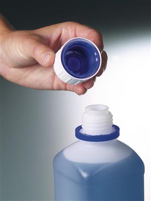 Enghalsflasche 500 ml, PE mit PP Originalitäts-Schraubverschluss, blau