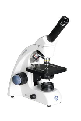 Mikroskop MicroBlue, monokular mit Präparateklammern