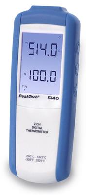 Digital-Thermometer, Zweikanal - 200 bis + 1372 °C